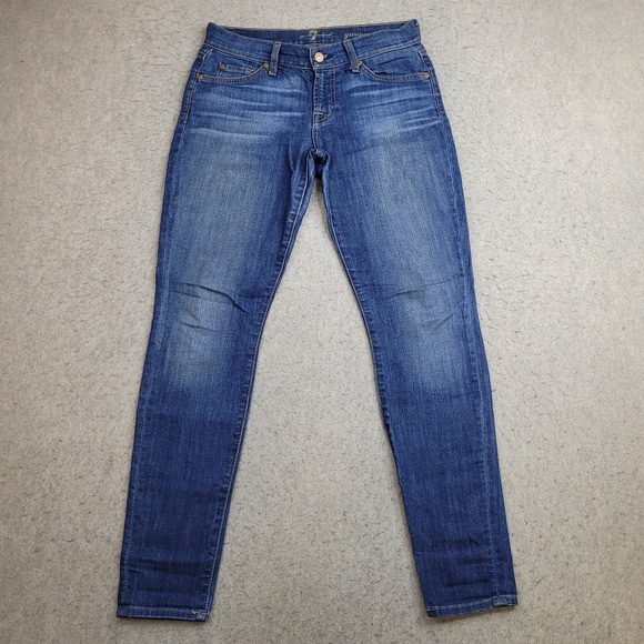 7 For All Mankind Denim - 7 For All Mankind Gwenevere Low Rise Skinny Jeans For Women's Size 26 Blue Denim